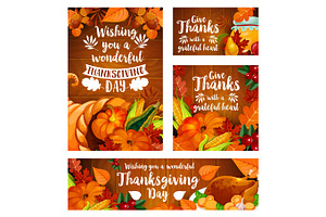 Thanksgiving Day Greeting Card Template Set