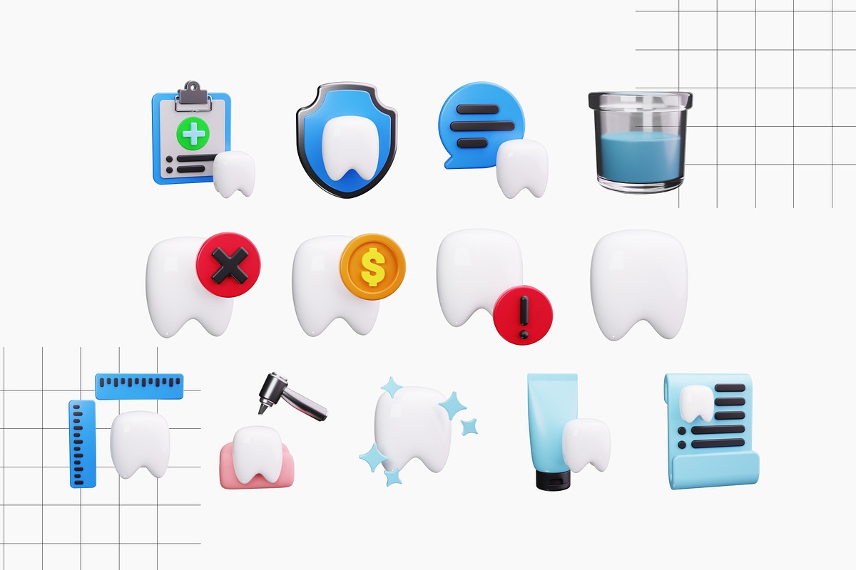 Dental Care 3D Icons, an Object 3D Model by HacaStudio (Photo 4 of 4)