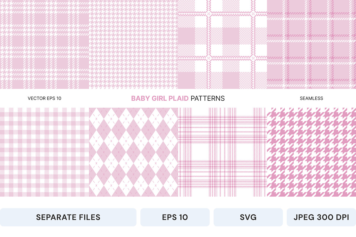 Seamless baby girl plaid patterns, an Illustration by SappiStudio (Photo 1 of 3)