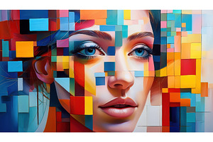 Cubist-inspired colorful portrait of, an Arts & Entertainment Photo by Igor Tichonow