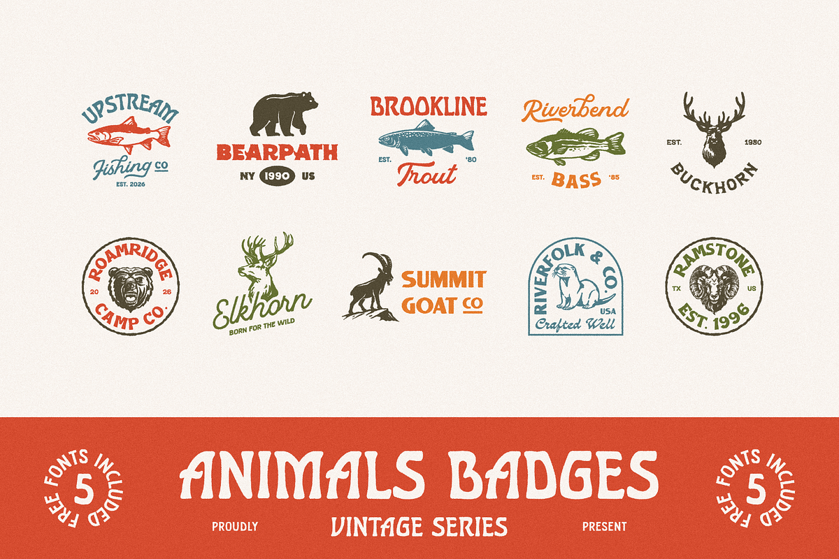 Animals & Outdoors Badges Vol. 1, a Branding & Logo Template by Skilline Supply Co. (Photo 4 of 10)