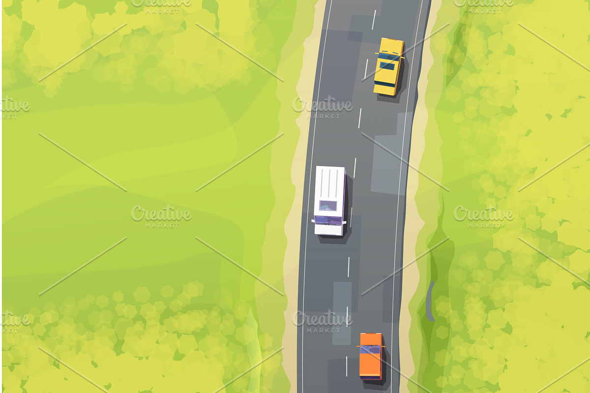 highway traffic view from top with, a Transportation Illustration by IfH