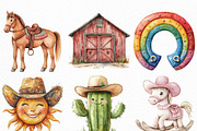 Watercolor Cute Cowgirl Clipart, an Illustration by Craft Nest (Thumbnail 5 of 6)