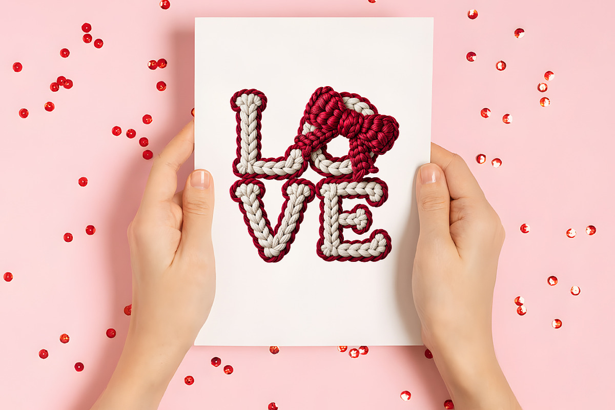 Faux Knitted Valentines Day Love PNG, an Illustration by CraftArtStudio (Photo 3 of 4)