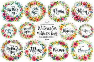 Mother's Day Floral Bouquets Clipart, an Illustration by OK Design