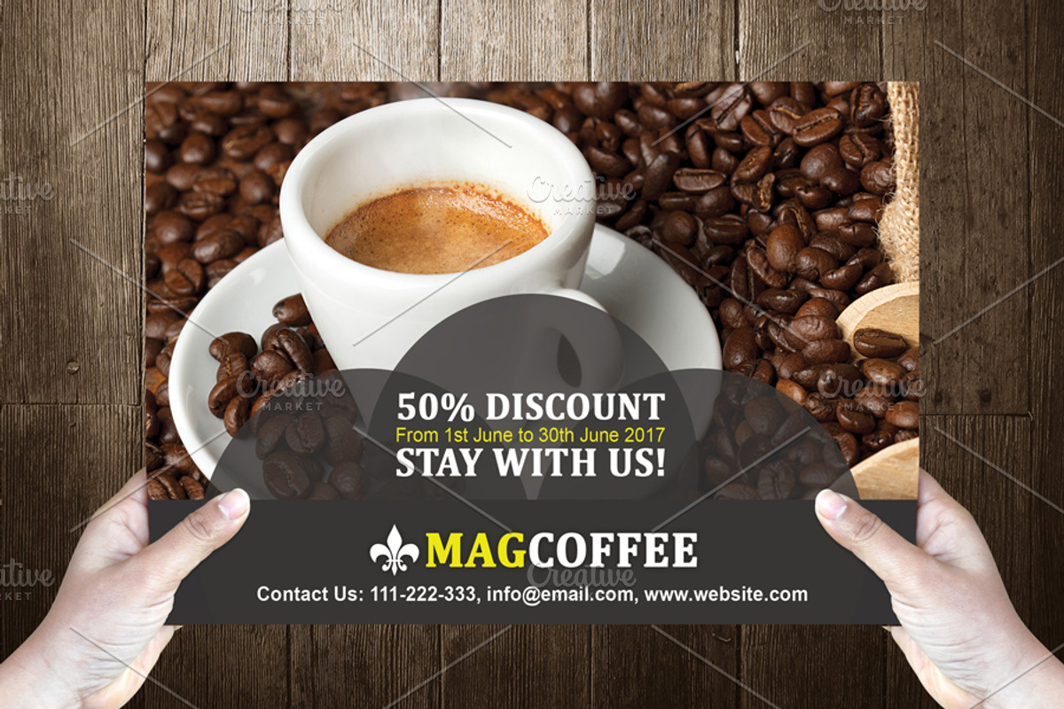 Coffeeo Post Card Template Design, a Card Template by Dueza.Com