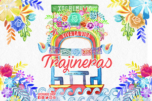 Trajinera Xochimilco Mexican Clipart