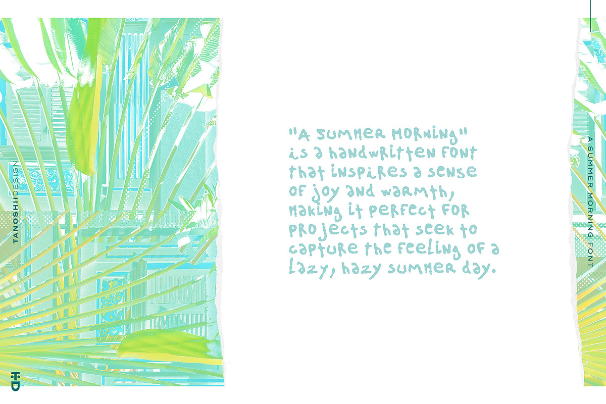 A Summer Morning - Handwritten Font, a Handwritten Font by TANOSHII DESIGN (Photo 2 of 5)