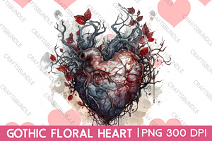 Gothic Floral Heart Clipart