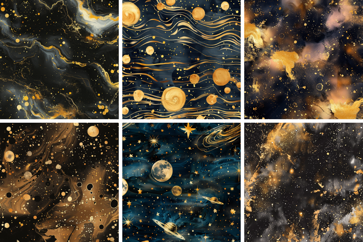 Gold Painted Galaxy Patterns, a Pattern Graphic by PrintablesByFranklyn (Photo 2 of 4)