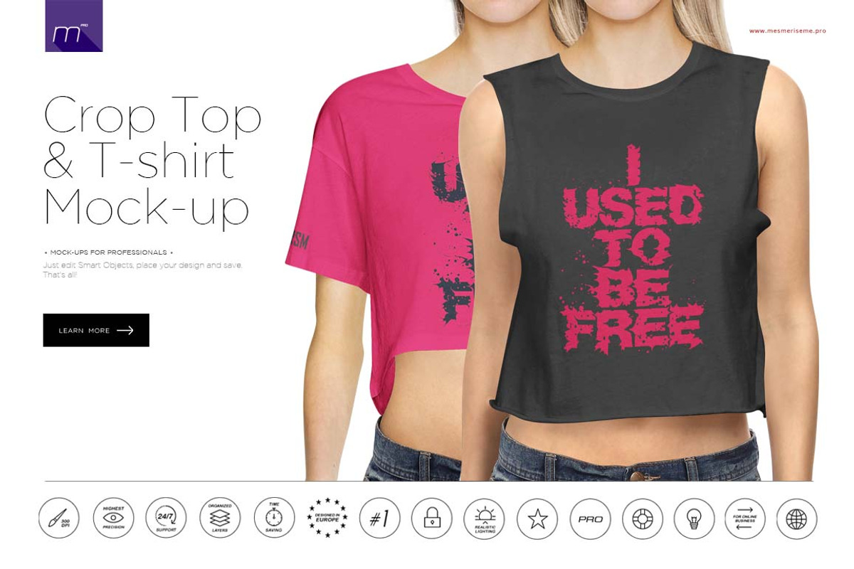 Crop Top & T-Shirt Mock-up, a Shirt Mockup by Mocca Mockups Store