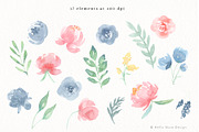 Blush and Blue Watercolor Flowers, an Illustration by Hello Muse Design (Thumbnail 2 of 6)