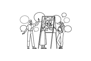 ideas whiteboard meeting vector, a Person Illustration by pikepicture