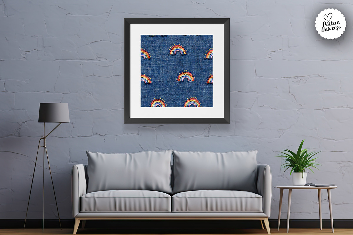 Rainbow Blue Denim Embroidery, a Pattern Graphic by Creative Store (Photo 2 of 5)