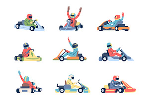 Karting cars. Flat karts racers, a Sport Illustration by LadadikArt