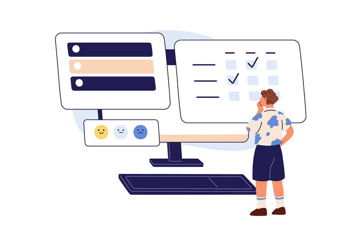 Online survey and feedback concept, a Person Illustration by Good Studio (Photo 4 of 5)
