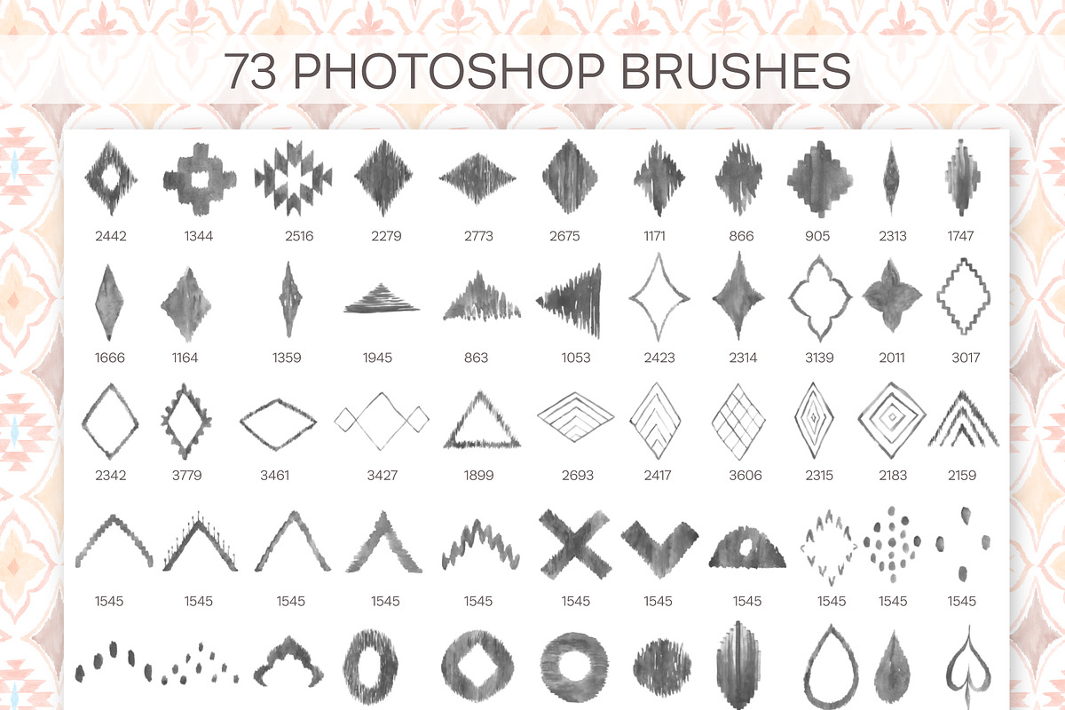 Ikat Watercolor Stamp Brushes, a Brush Add-On by NinaFedorova (Photo 8 of 9)