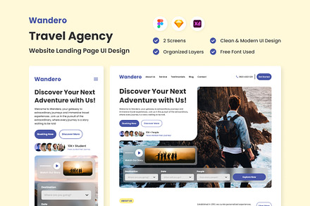 Wandero - Travel Agency Landing Page, a Landing Page Template by twinstd