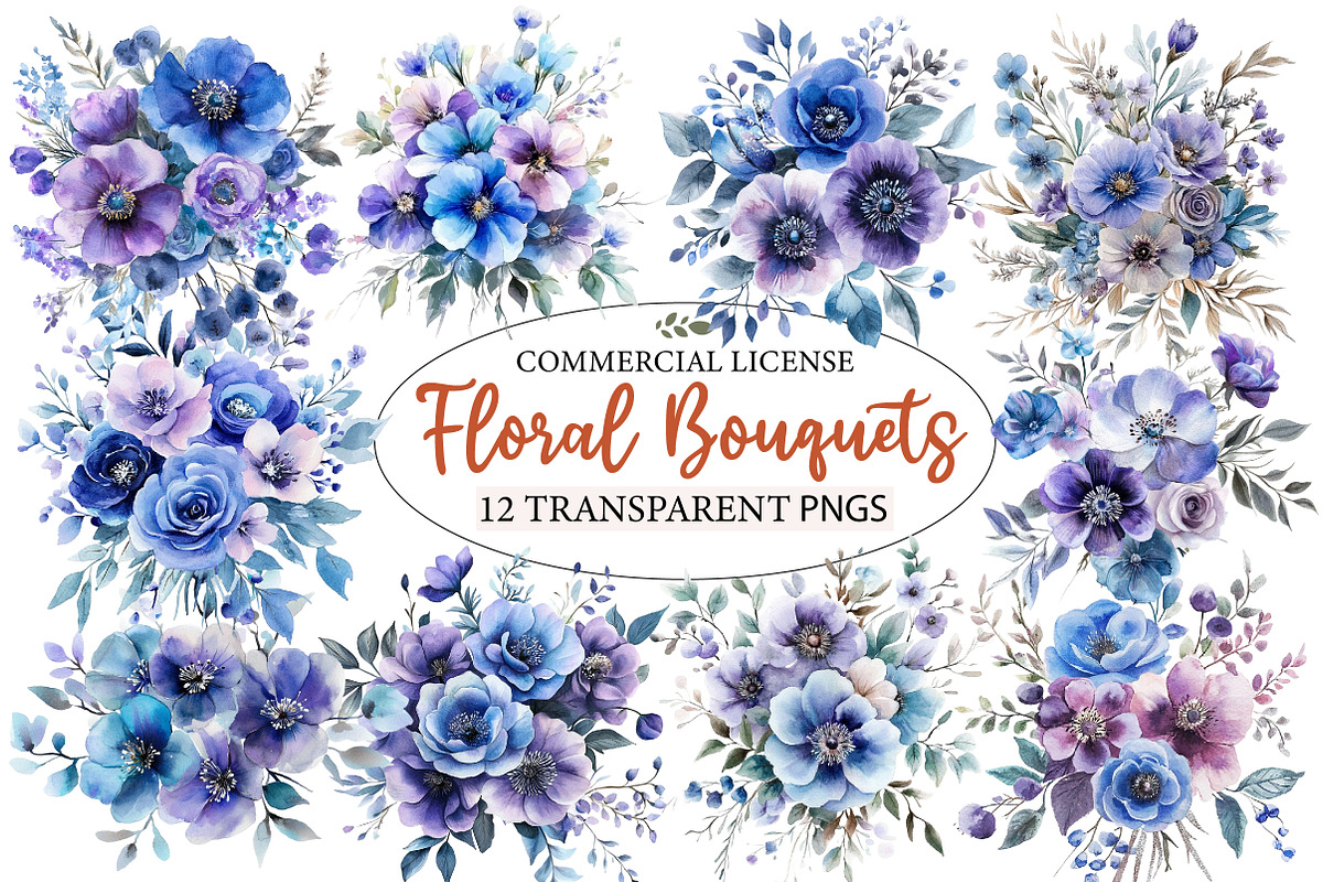 Blue and Purple Bouquets, an Illustration by Designworld (Photo 1 of 4)