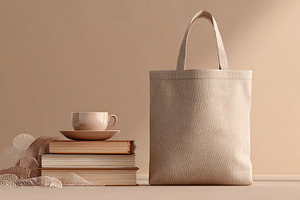 Canvas Tote Bag with Books and Coffe, a Beauty & Fashion Photo by shahsoft