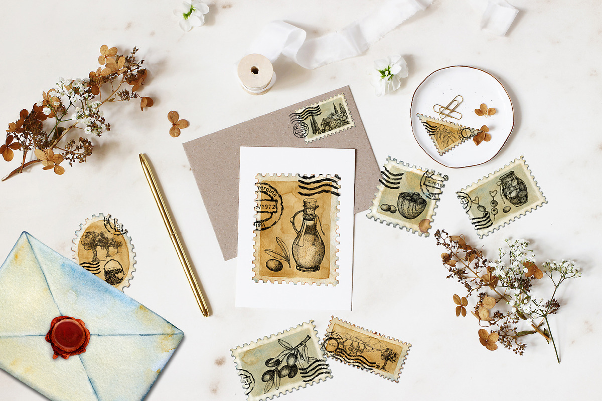 Postal clipart, blank postage stamps, an Object Illustration by Artmanata (Photo 10 of 10)