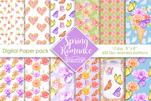 Watercolor Floral Seamless Patterns