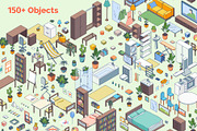 Room Interior 3d Isometric View, an Object Graphic by 35lab (Thumbnail 3 of 7)