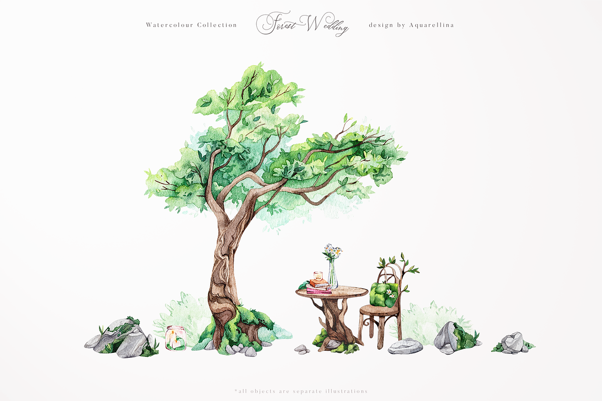 Forest Wedding Illustrations, a Decorative Illustration by Aquarellina (Photo 4 of 32)