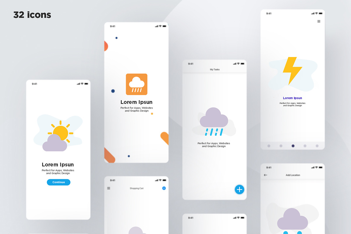 Weather | 32 Icons Set, an Outline Icon by Marina Silence (Photo 14 of 17)