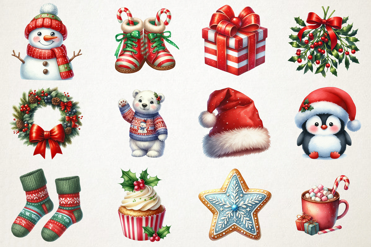Cute Santa & Holiday Elements Clipar, an Illustration by RobertsArt (Photo 6 of 7)