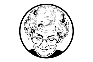 Old woman wearing glasses focused on