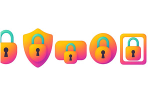 Collection of colorful padlock, a Technology Illustration by ZinetroN