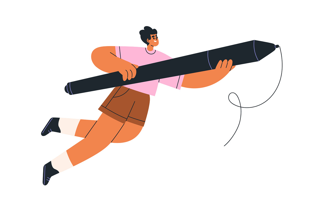 Creative people hold big stylus set, a Person Illustration by Good Studio (Photo 4 of 6)