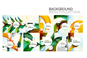 Set Of Abstract Backgrounds, Geometric Color Wavy Shapes