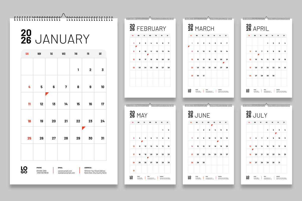 Minimal Wall Calendar 2026