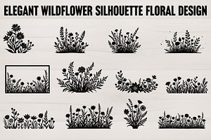 Vintage Wildflower Silhouette Floral, an Illustration by BIPLOB EXPERT