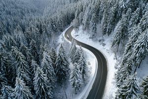 Winding empty asphalt road, a Photo by Pavel_design