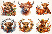 Watercolor Autumn Highland Cow PNG, an Illustration by DreamCafeArt (Thumbnail 4 of 6)
