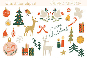 Christmas illustration clip art set, a Decorative Illustration by Olive & Mimosa