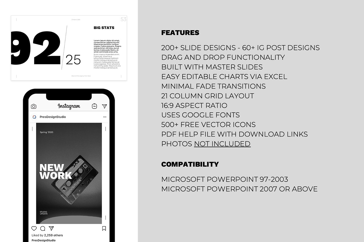 Bundle - Striking B&W Templates, a Presentation Template by PresentationDesignStudio (Photo 2 of 6)