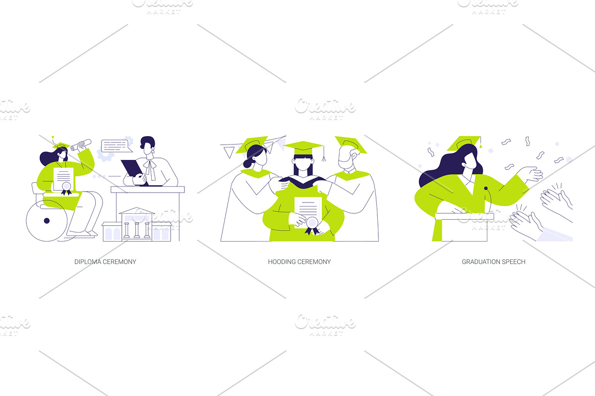 Graduation ceremony isolated cartoon, an Education Illustration by Visual Generation