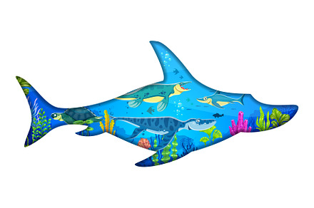 Paper cut underwater dinosaur
