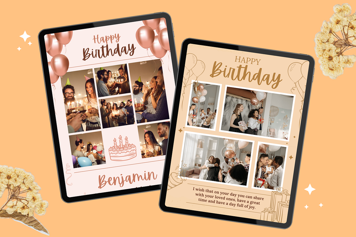 5 Birthday Photo Collage Templates, a Templates & Theme by TemplateCastleStore (Photo 4 of 9)