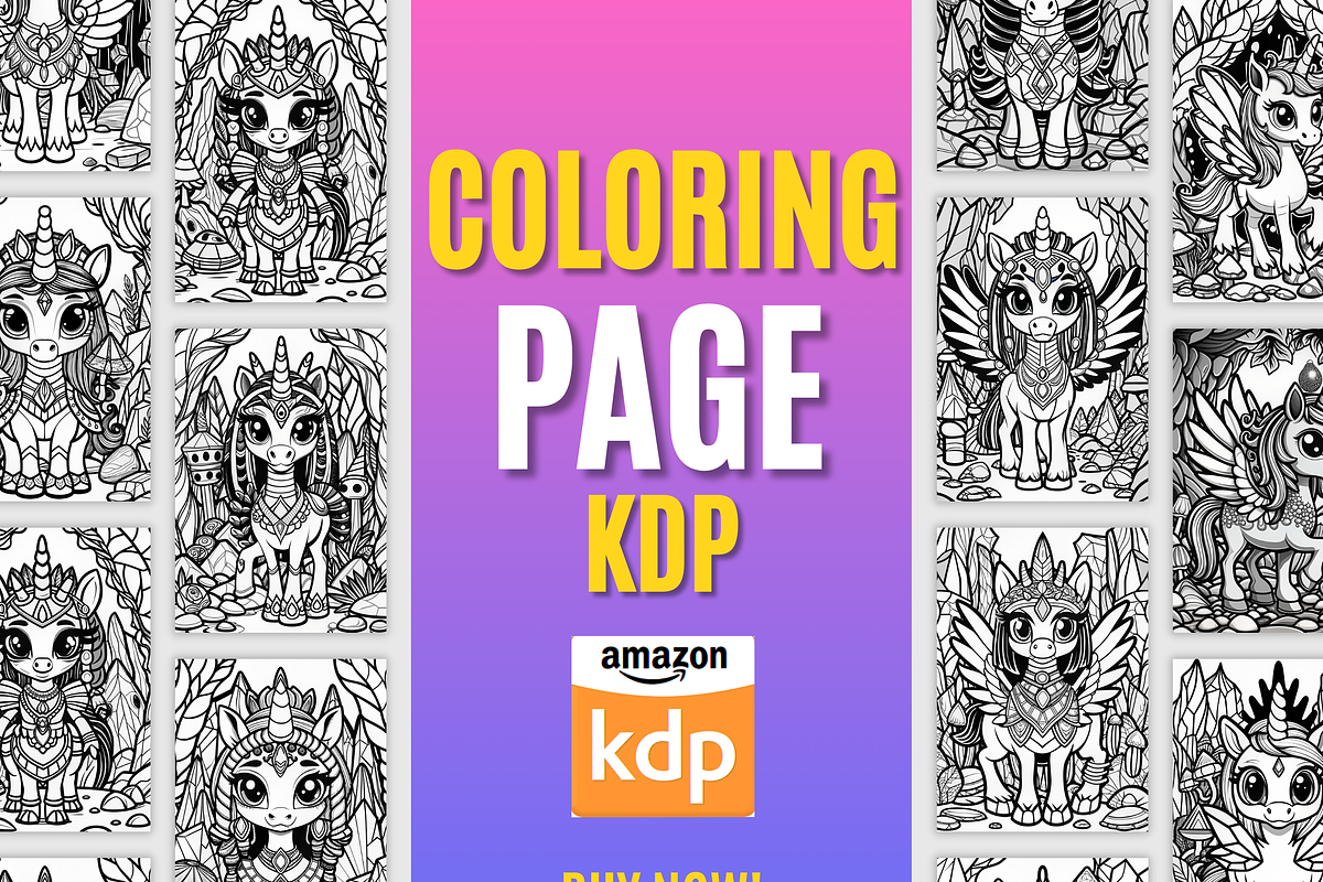 coloring page cute unicorns, an Illustration by Artify Nest LTD (Photo 3 of 3)