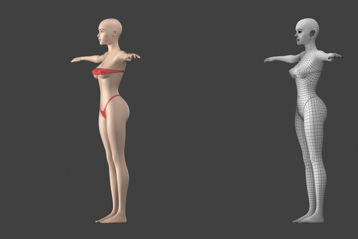 Stylized Female 01 T-Pose Base Mesh, a Characters & Person 3D Model by VK Studio (Photo 9 of 28)