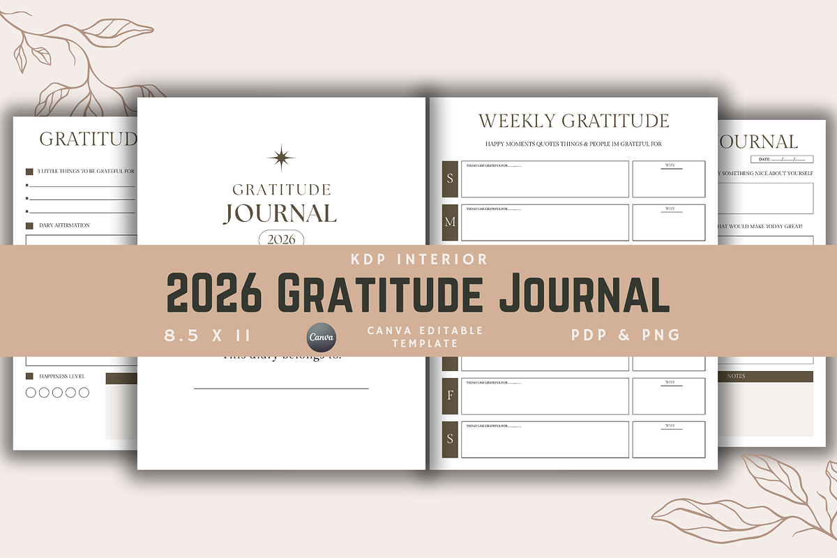 2026 Gratitude Journal  KDP Interior, a Templates & Theme by KDPISH (Photo 1 of 7)