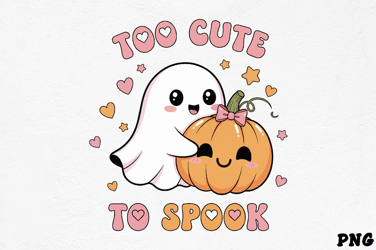 Too Cute to Spook Ghost & Pumpkin, an Illustration by CrexoraLab (Photo 1 of 4)