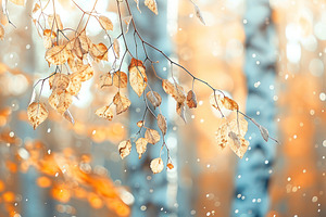 Golden autumn leaves hanging from a, a Photo by LOGOCREATIVE