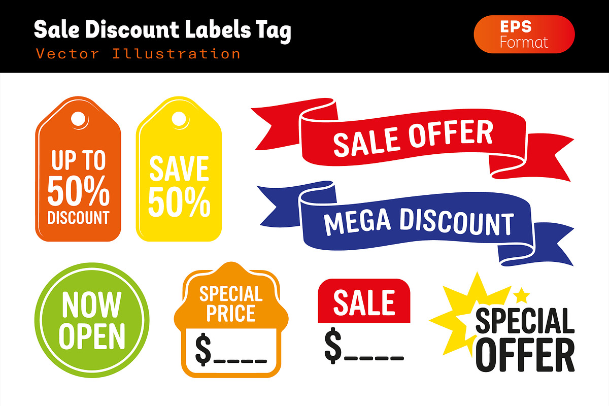 Discount tags & sale banner vector, an Object Graphic by zahidhossainalif (Photo 1 of 3)