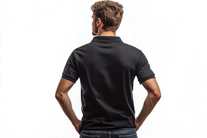 Stylish young man poses in a black p, a Photo by Tanuart